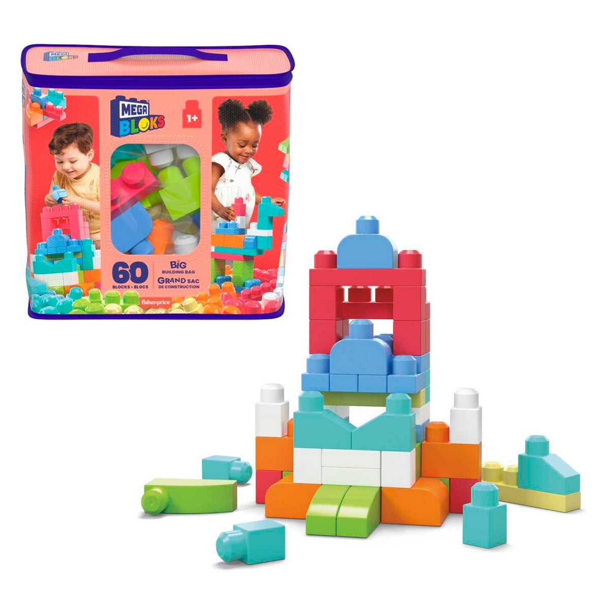 Mega Bloks Juguete Construcción Bolsa 60 Piezas Color Rojo